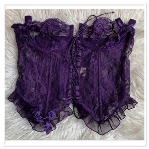 Victoria's Secret Vintage 80’s Gold Label Aubergine Lace Corset Purple 36B